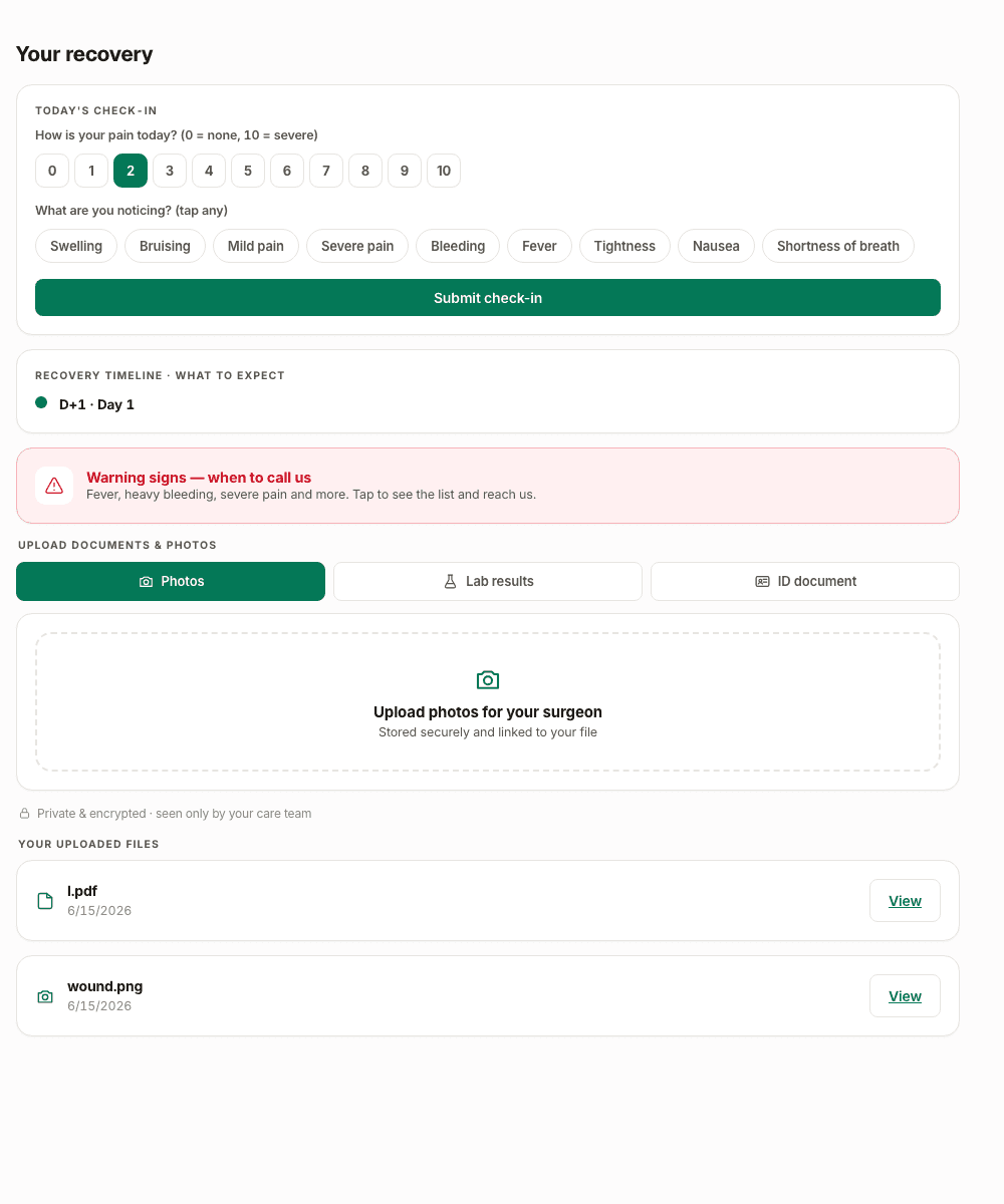Recovery and check-ins module