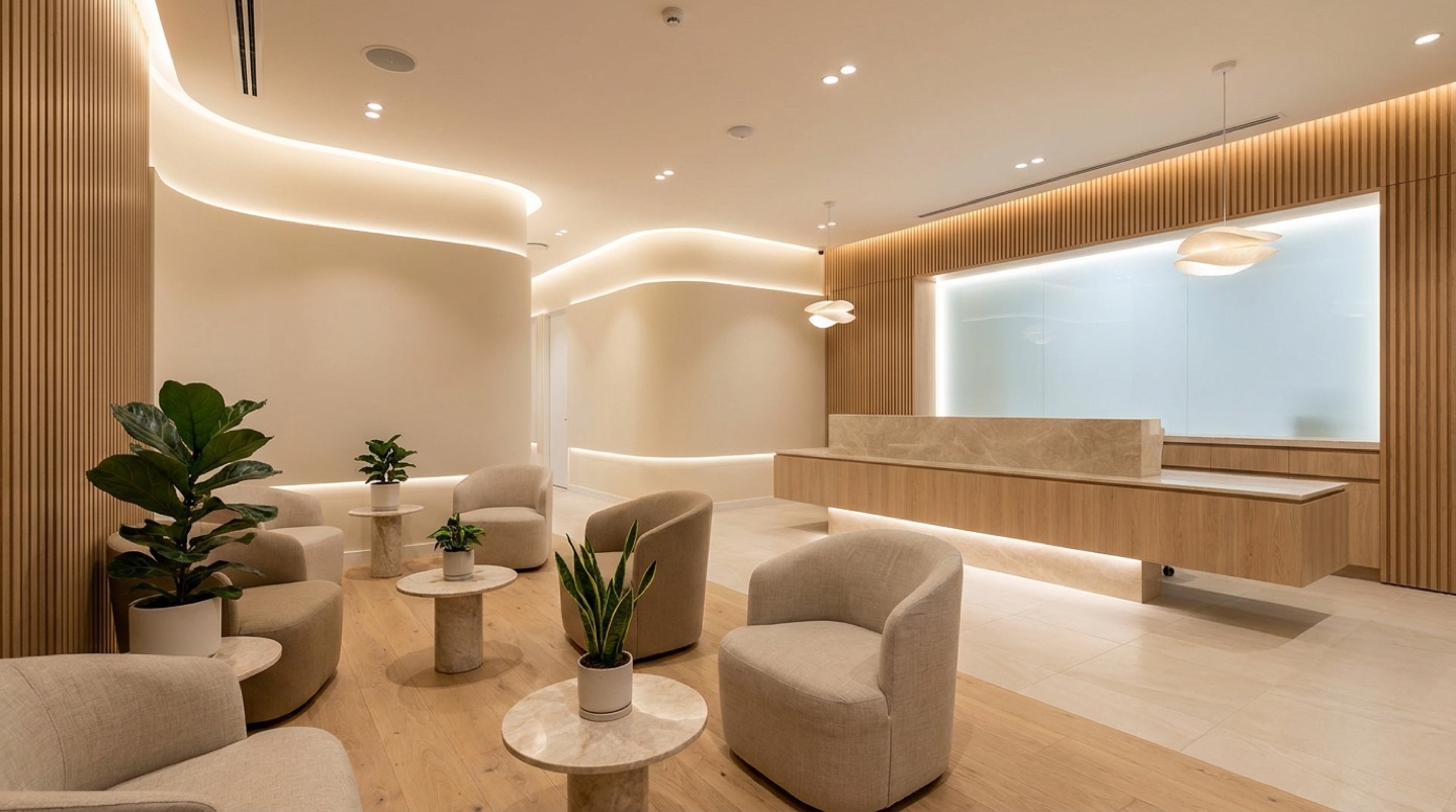 A calm, modern aesthetic clinic interior